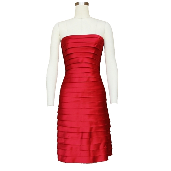 BCBGMaxAzria Dresses & Skirts - BCBG Red Ribbon Satin Cocktail Party Dress size 2